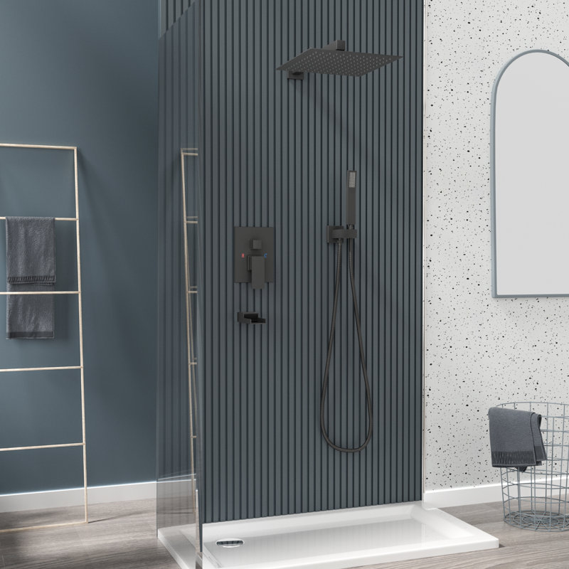 Shower Faucets & Systems Pressure-Balanced Complete Shower System with Rough in-Valve, Matte Black