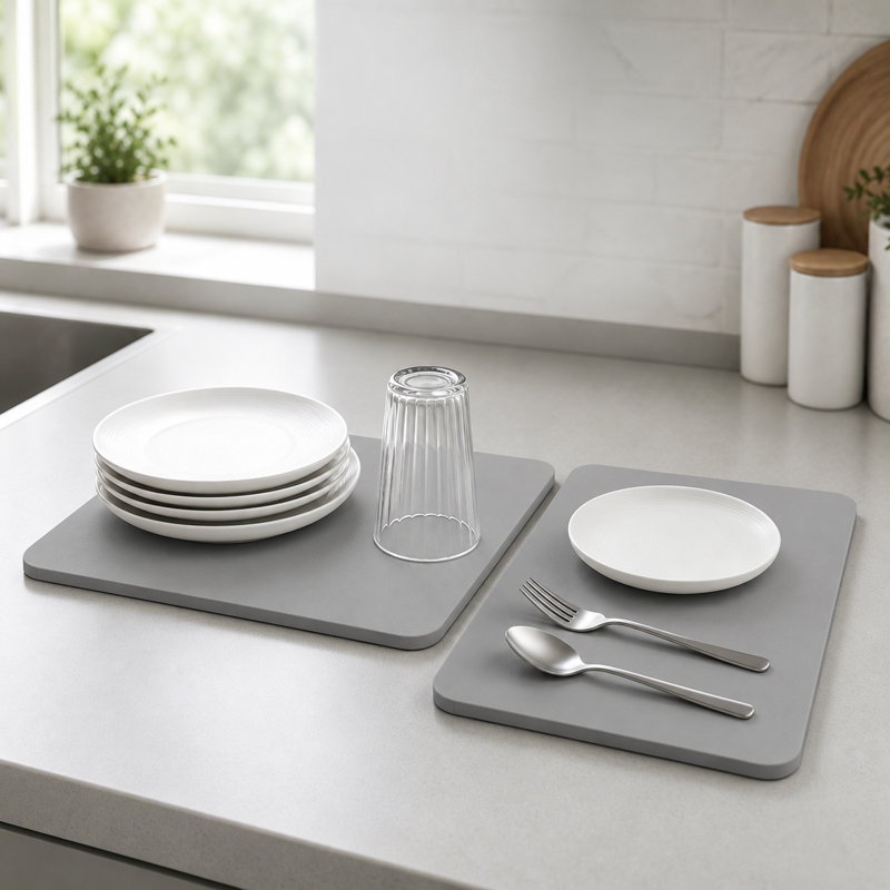 Tapis de séchage en pierre pour comptoir de cuisine, tapis à vaisselle en terre de diatomées à séchage instantané, panneau de tapis en pierre à séchage rapide