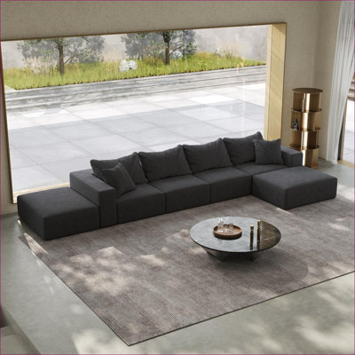 Sectional Sofas | 162" L-Shaped Modular Oversized Cloud Sofa for Living Room Bedroom | Chenille | Slate gray