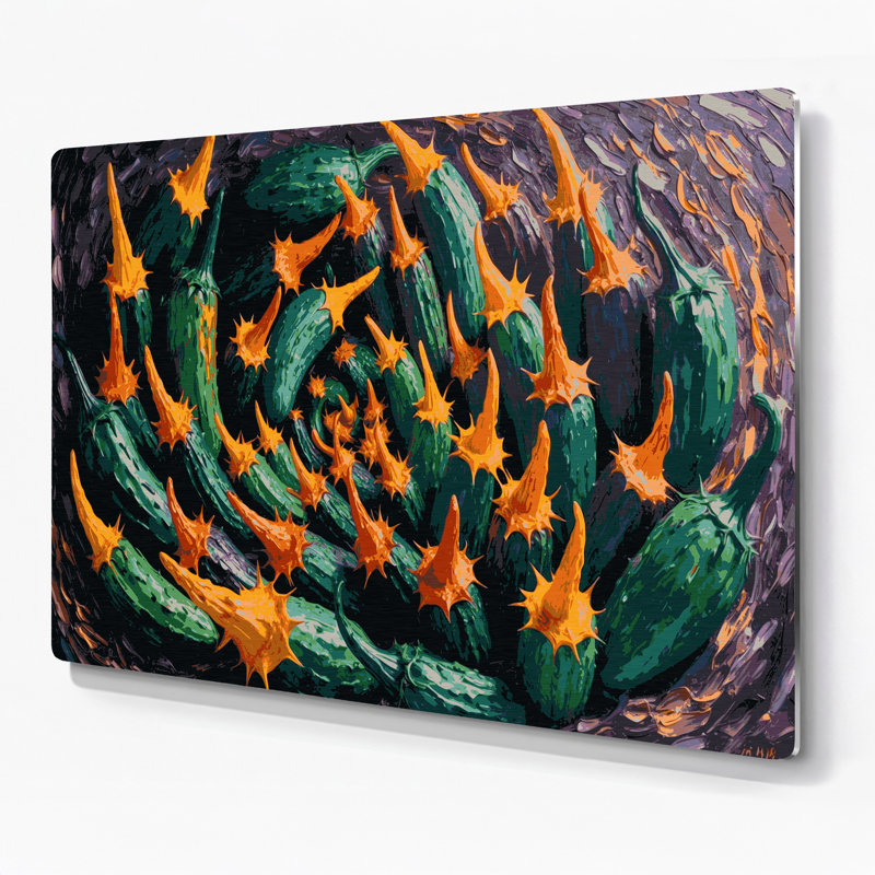 Art mural noir en forme de fruit, concombre cornu africain, H 8 po x l 10 po