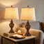 Ensemble de 2 lampes de table rétro, lampes de chevet de ferme avec abat-jour en lin blanc, lampes de table de chevet rustiques rétro pour le décor de la chambre à coucher et du salon