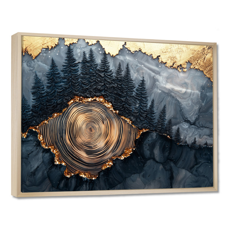 «Giuditta Pine Forest Landscape on Stone Horizon I», art mural forêt, H 24 po x l 32 po, Cadre flottant, Naturel