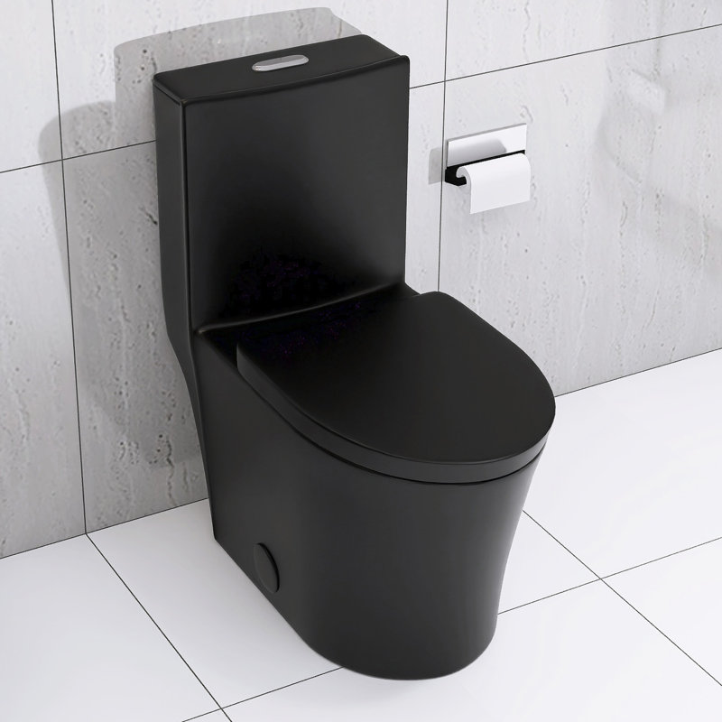 Modern Matte Black Toilet, 1.1/1.6 Dual Flush, Porcelain Material Toilet With , Bathroom Aesthetic, Black