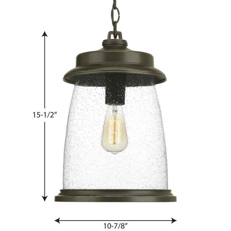 Kirklin 1 - Bulb 15.5" H Outdoor Hanging Lantern, Bronze antique