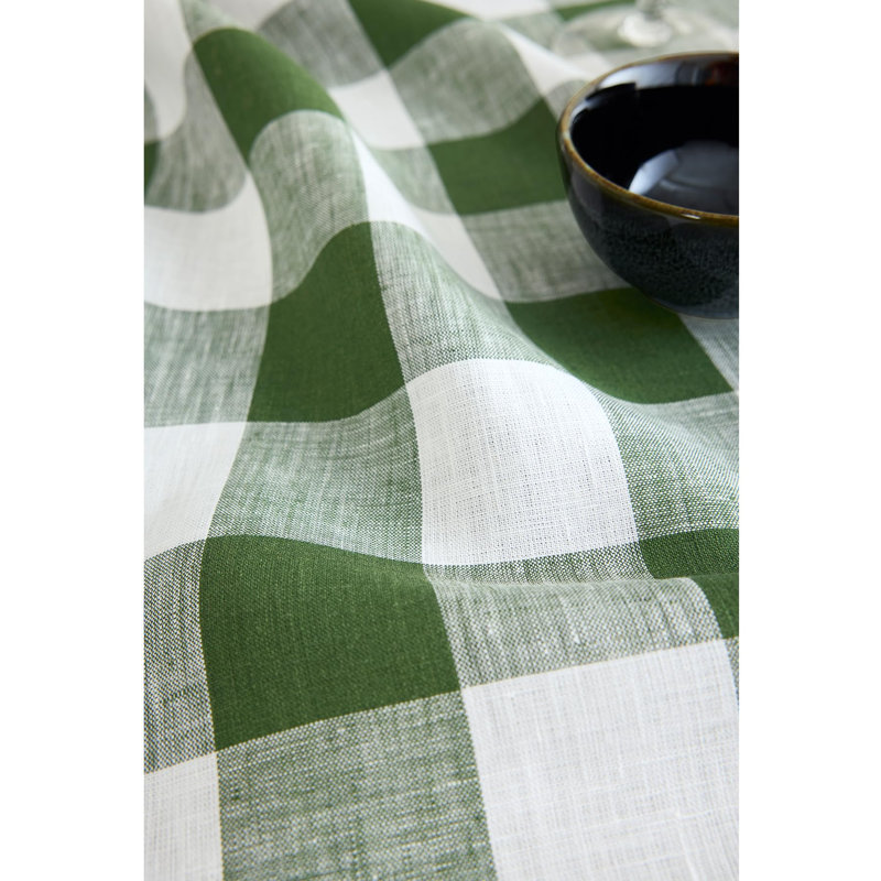 Buffalo Check - 100% Pure Linen Dinner Napkins, Olive/White
