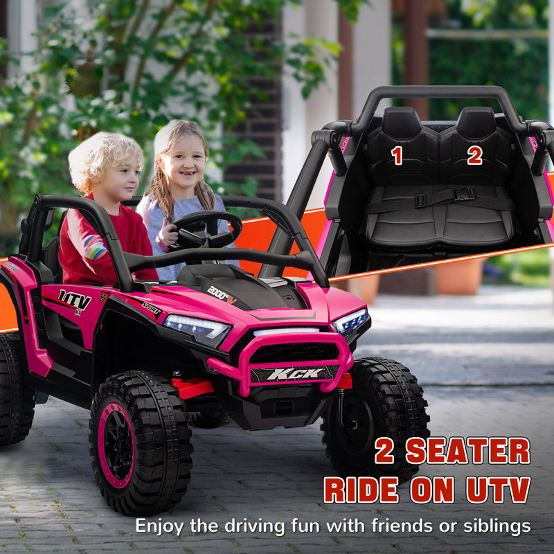 HOMCOM 2 Seater All-Terrain Vehicles Battery Powered Ride On with Remote Control, Pink