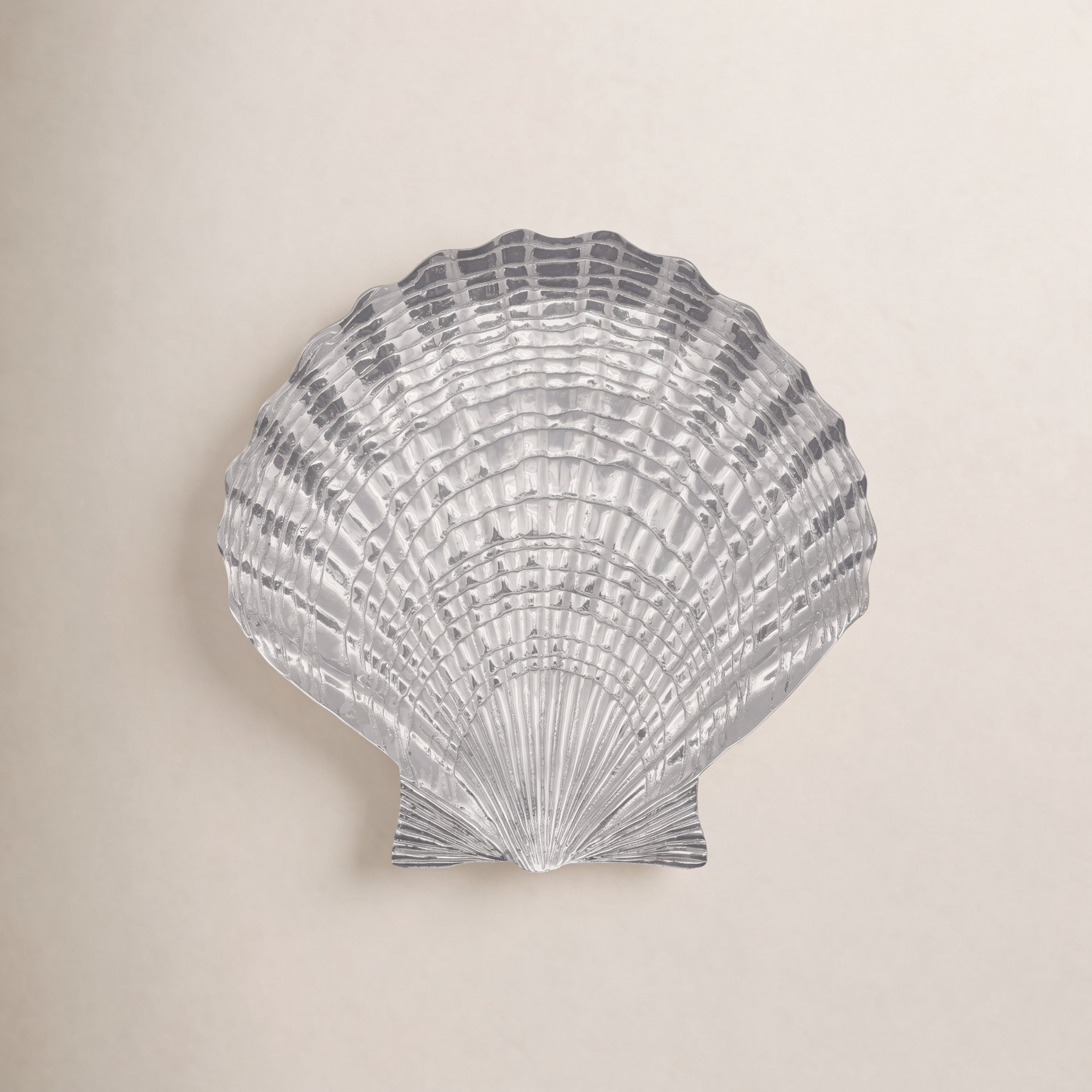 Seaside Scalloped Aluminum Platter, 12.75" H x 14" W x 0.7" D