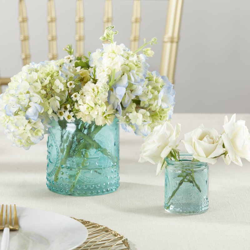 Ensemble de 3 bougeoirs en verre transparent Nesting Vintage, Bleu