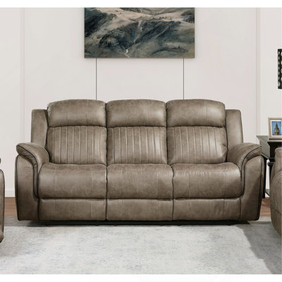 Classic Sandy Brown 1pc Double Reclining Sofa Plush Comfort Pillow-Top Arms Vertical Tufting Solid Wood Luxury Living Room Furniture