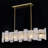 Brushed Brass Linear Chandelier 37" With Handcrafted Cloud-Textured Glass Panels, 5-Light Modern Kitchen Island Light, Adjustable Height Up To 72", E26 Base, UL/ETL Listed For Dining Room Living Room