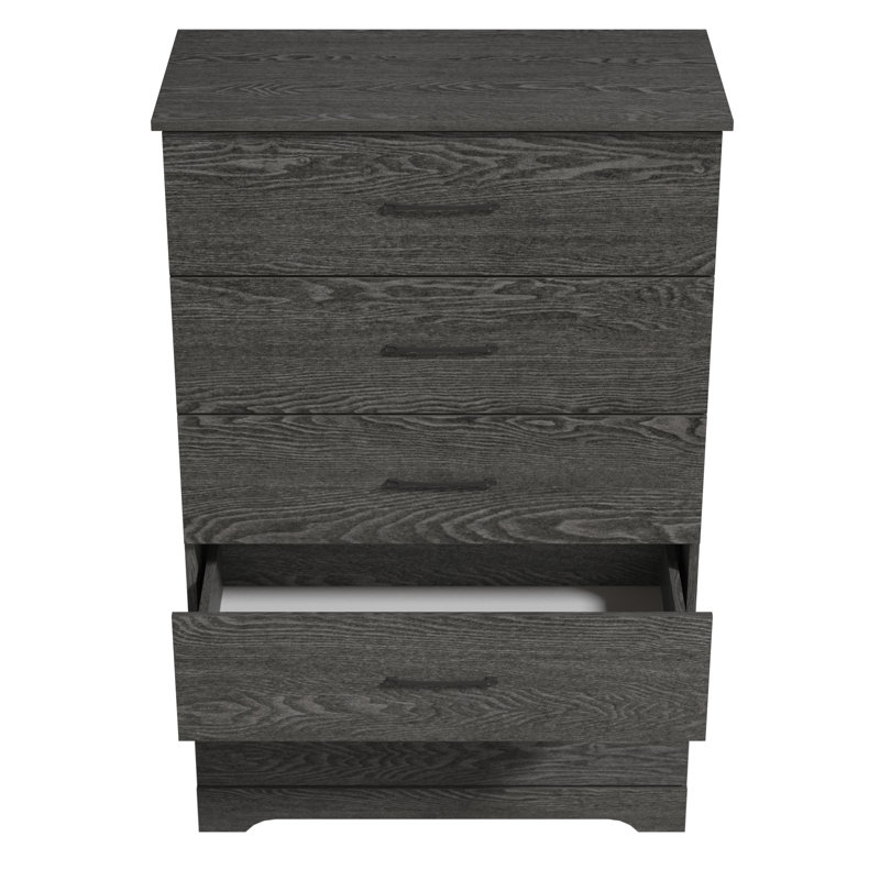 Commode 5 tiroirs Arkia, Gris foncé