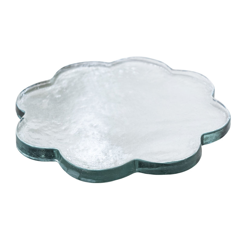 Plateau à fromage rond en verre pressé festonné