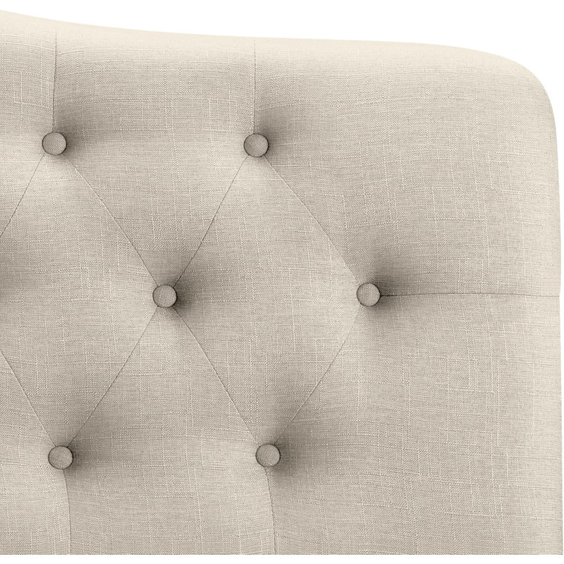 Tufted Upholstered Headboard, Solid Wood Head Board with Wood Legs, Adjustable Height Bed headboard from 37” to 51” Fabric Headboard in Modern Button Design