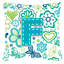 Coussin décoratif intérieur/extérieur bleu-vert bleu papillons letter-14982732-14982729
