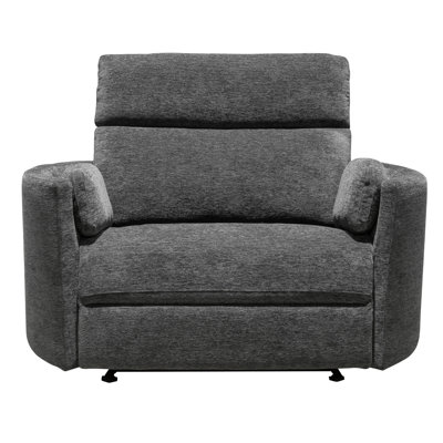 Upholstered Extra Wide Glider Power Recliner with Round Arms by Hokku Designs