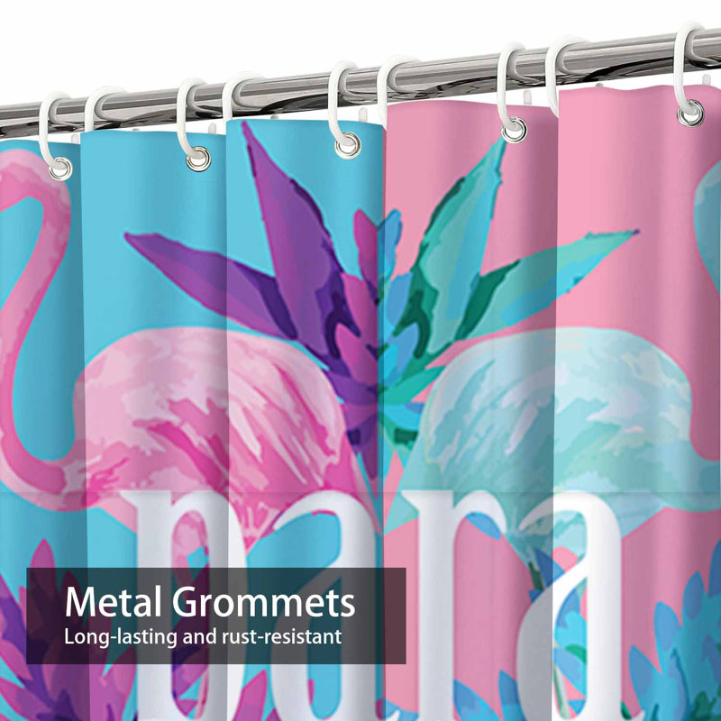 Rideau de douche imperméable aquarelle exotique avec 12 crochets Flamingo Paradise, L 72 po x l 72 po