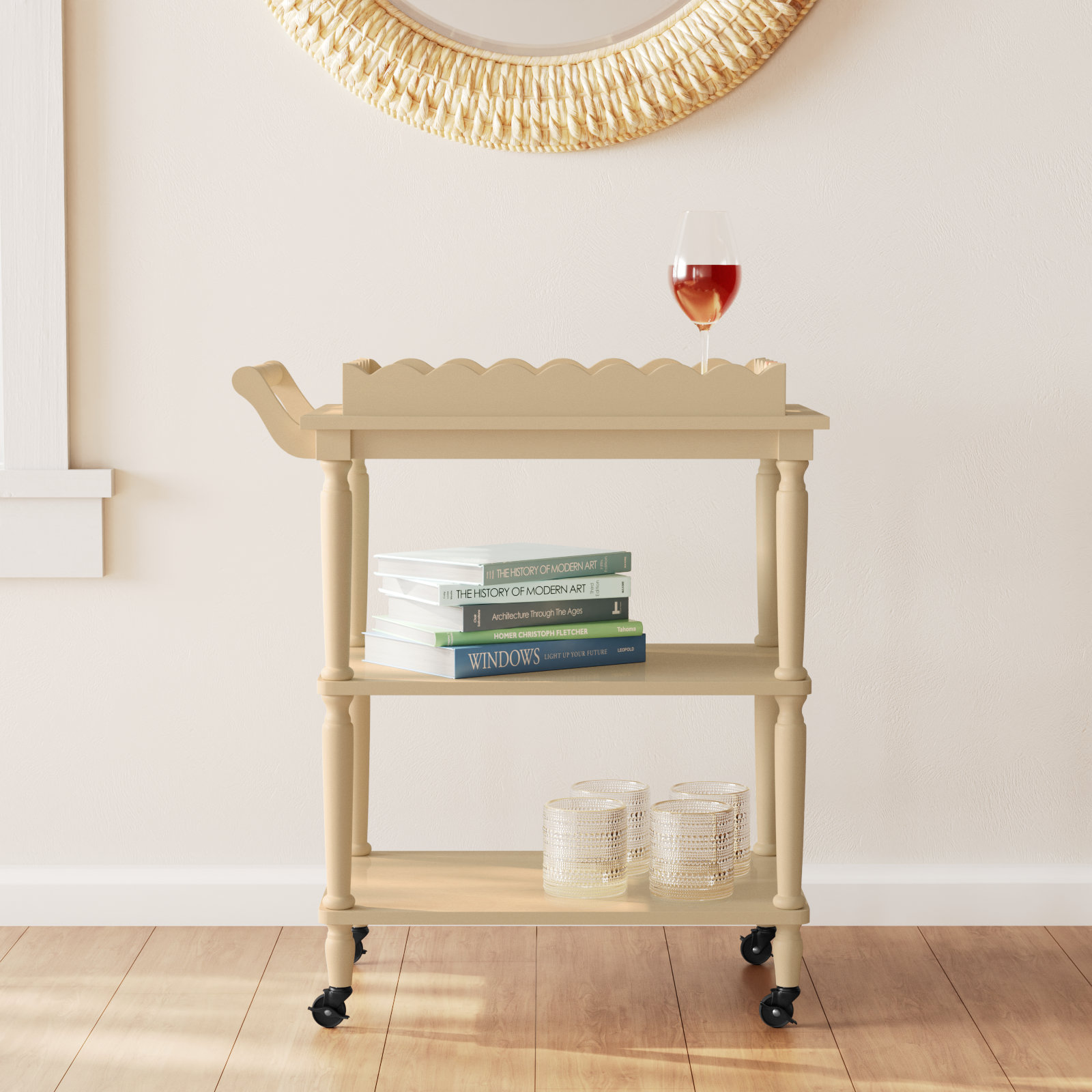 Edan 3 Tier Dining Cart, Natural