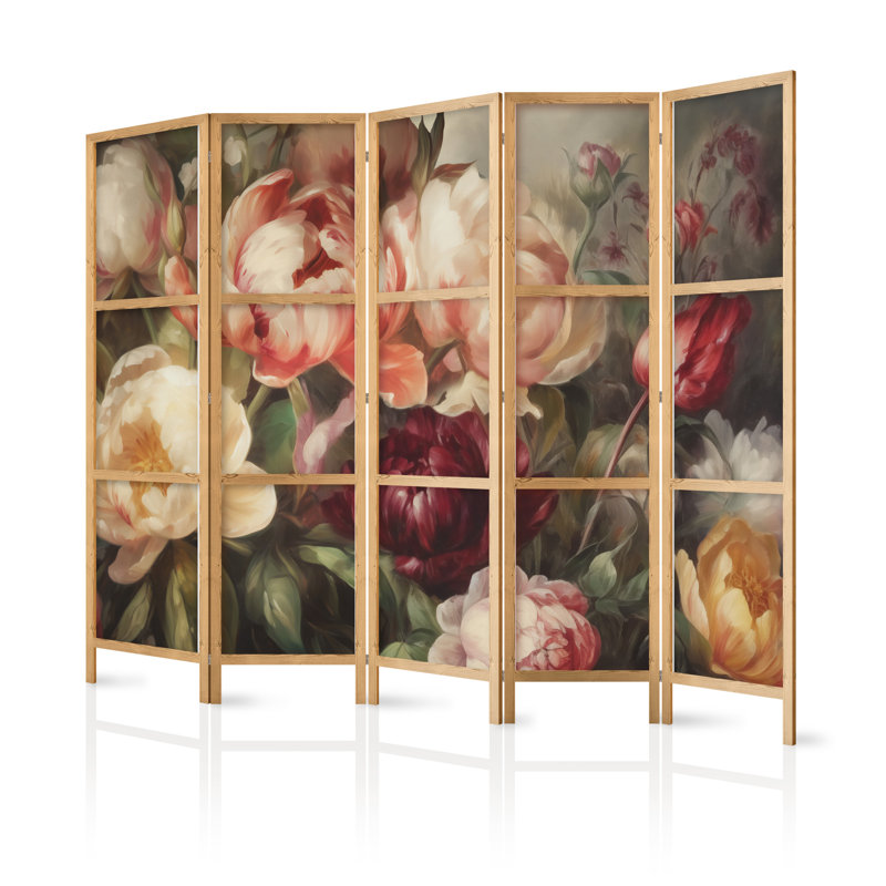 171cm H Solid Wood Folding Room Divider, 171cm H x 225cm W x 1.2cm D, 5