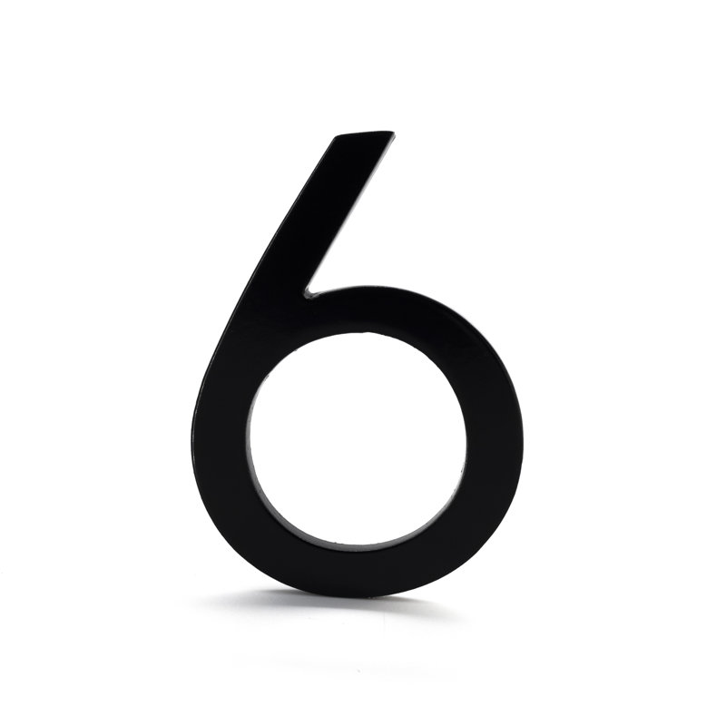 Numéro de maison à fixation flottante 6 po, 6, Noir