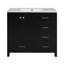 Meuble-lavabo en bois massif durable avec lavabo en céramique, 4 tiroirs et portes à fermeture douce pour un rangement efficace
