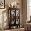 Armoire vitrée avec tablettes réglables et panneau arrière en miroir, portes en verre trempé-1280729696