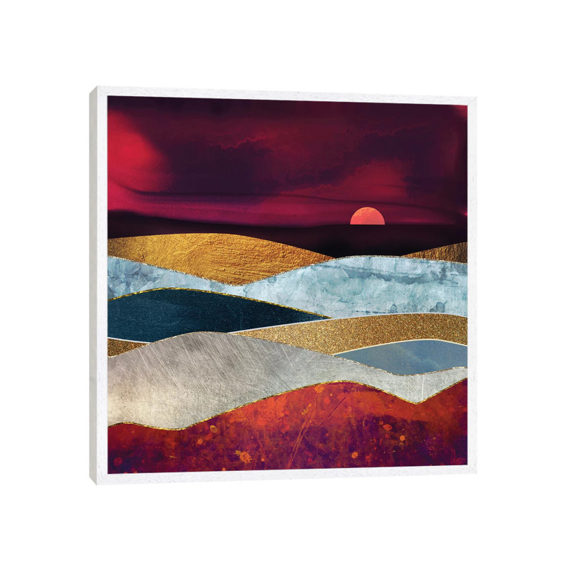 Crimson Sky - Print on Canvas, 45.72 cm H x 45.72 cm W, White Framed