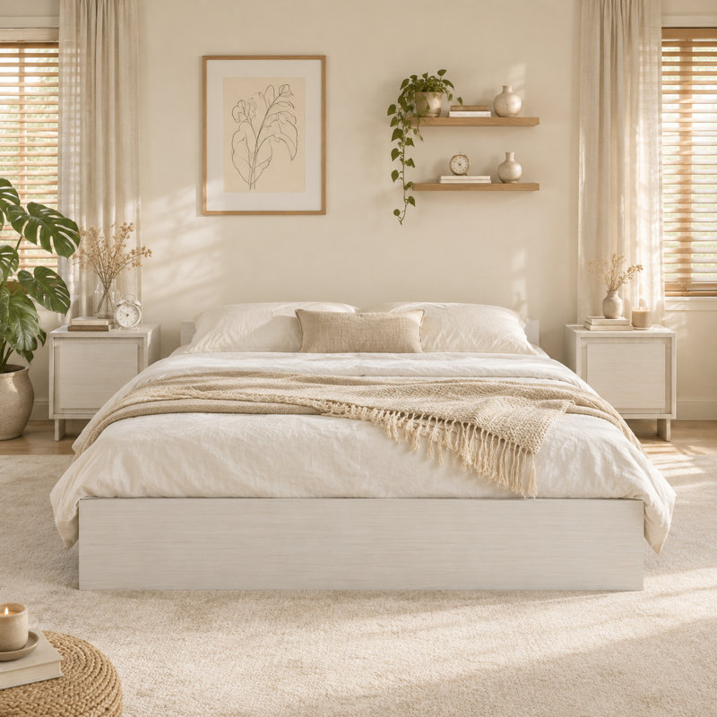2 Piece Bedroom Set, Blanc cassé rustique, King
