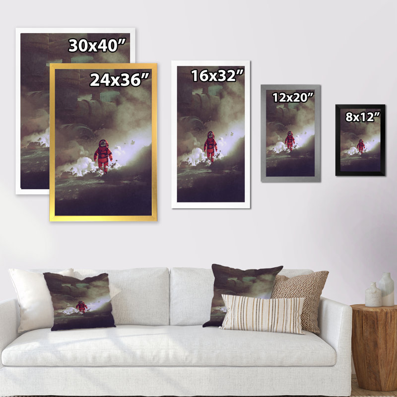 «Video Game Astronaut Lost in Galaxy III», reproduction sur toile, Cadre noir, H 20 po x l 12 po