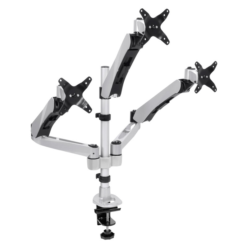 Support de bureau multi-écrans Mount-it Silver, peut supporter jusqu'à 14,8 lb