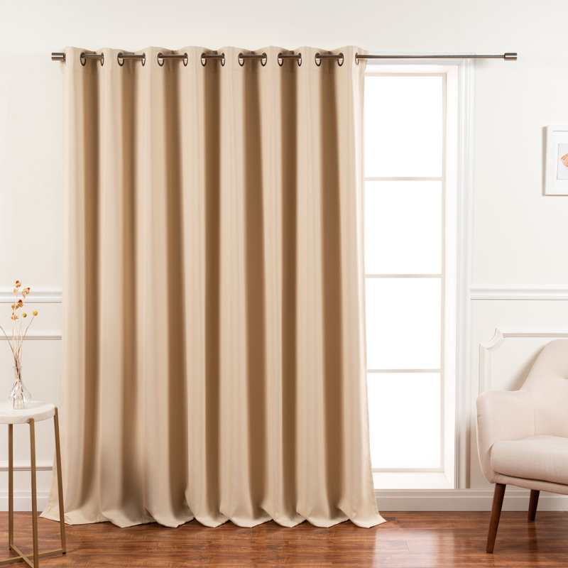 Scarsdale Solid Blackout Thermal Grommet Single Curtain Panel, Beige, 100" W x 108" L
