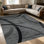 Tapis à texture abstraite à grain de bois gris foncé moderne de 1 pièce pour salon, doux et confortable, convenant à toutes les saisons, facile à entretenir et lavable à la machine