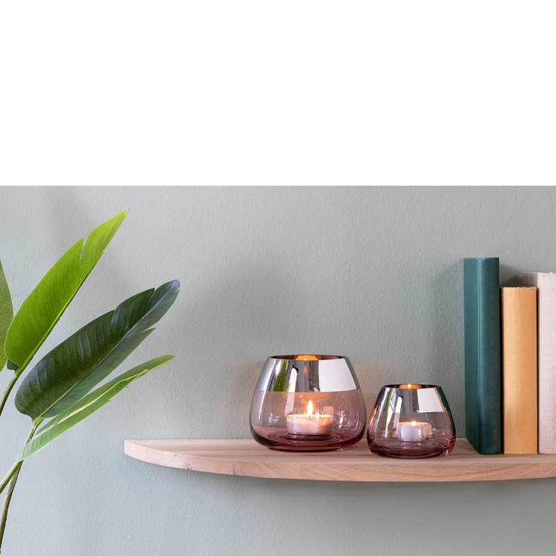 Porte-bougie Bella Rose, H 4,72 po x l 5,9 po x P 5,9 po, Rose