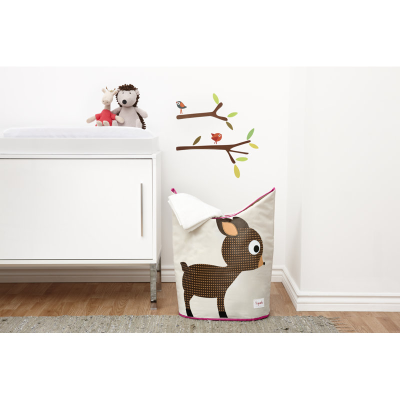 3 Sprouts - Baby Laundry Hamper  - Storage Basket Organizer Bin for Nursery - Deer