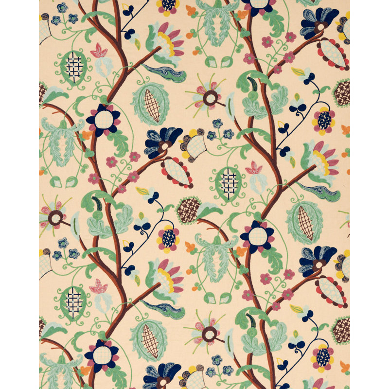 Tissu de broderie Lupita, Crème / menthe