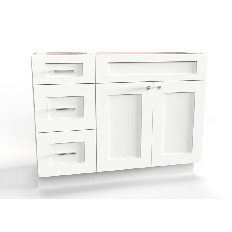 Disar 39'' White Single Bathroom Vanity with Drawer Left