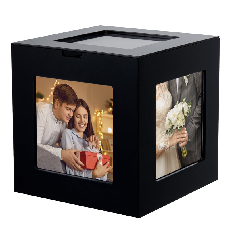 Black Acrylic Picture Frame Photo Cube