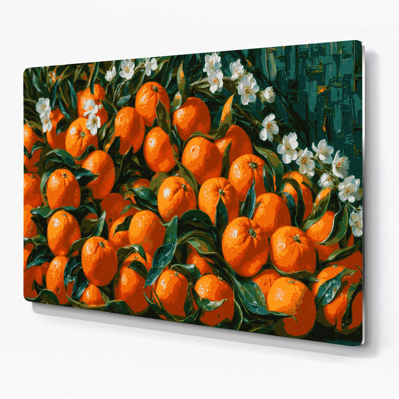 Art mural en métal «Fruit Mandarin Green», H 12 po x l 18 po