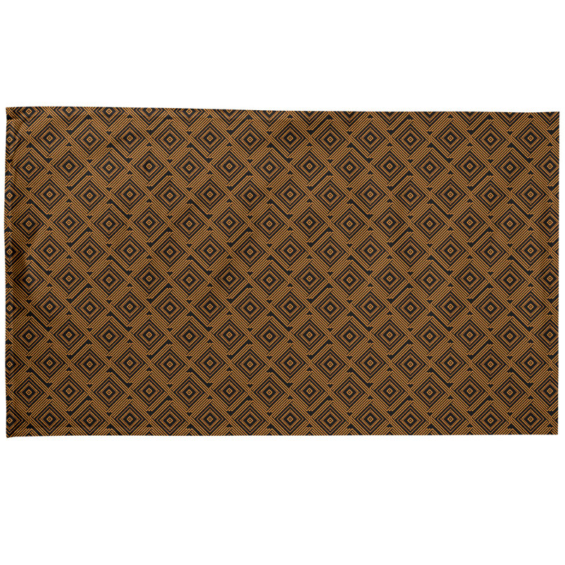Serviette de thé à labyrinthe carré, Sergé de coton, Brun