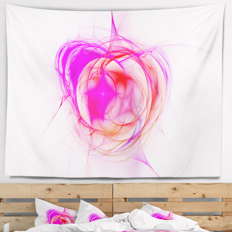 Tapisserie lustre supernova à explosion en fractale rose abstract, H 32 po x l 39 po
