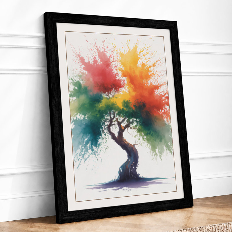 Splatter Tree Botanical - Framed Print, A1 - 84.1 x 59.4 cm, Black