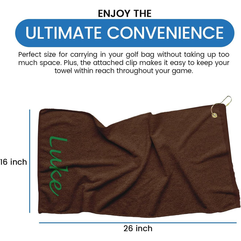 Cotton Embroidered Golf Towels Kitchen Towel, Dark Brown, Yes