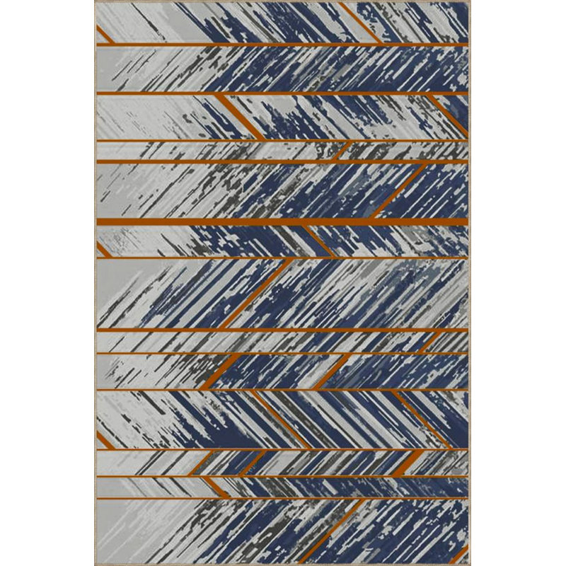 Modern Striped Woven Base Carpet And Washable Carpet, Rectangle 3'4" x 6'7"
