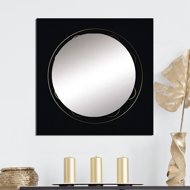 Elra - miroir mural géométrique moderne pour salle de bain, 29 po x 29 po