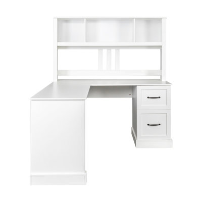 Bureau d'ordinateur à domicile avec huche, finition blanc antique