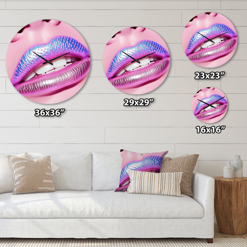 Horloge murale rose Glam Sugar Kisses Radiant Lips I, Petit