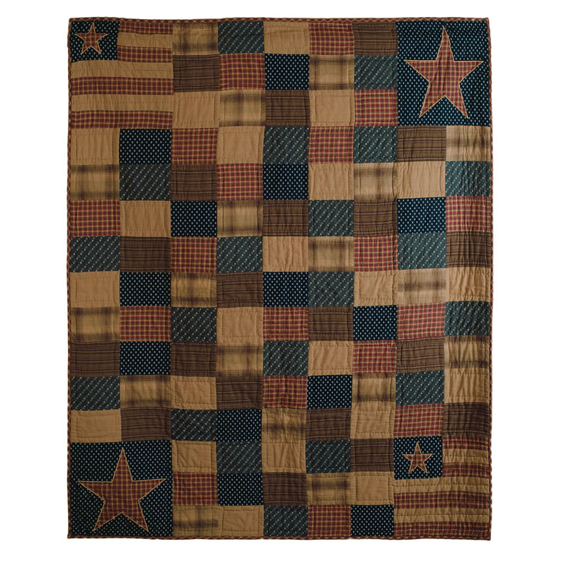 Patriotic Patchwork Cotton Reversible Throw Blanket