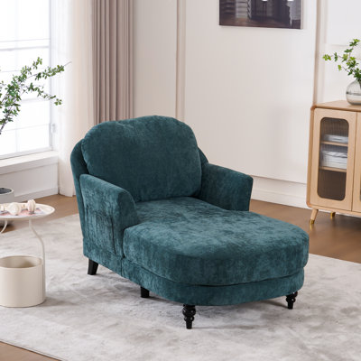 Upholstered Chaise Lounge, Comfy Linen Single Sofa Chair, Living Room Bedroom Rest Chair by Alcott Hill
