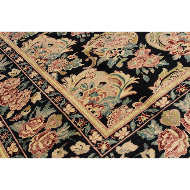 Hand-Knotted Black Wool Persian 8' x 10' Rug