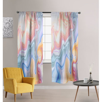 Paire de rideaux semi-transparents avec passe-tringle Abstract