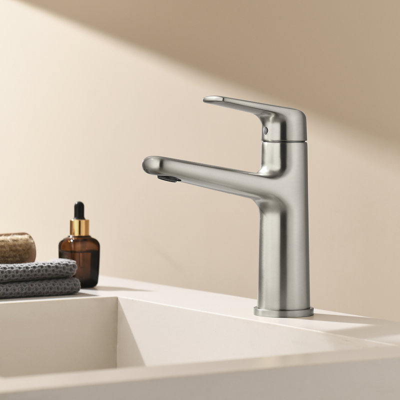 Bathroom Faucet 1 Hole Bathroom Sink Faucet Waterfall Vanity Faucet Single Handle Bathroom Sink Modern, Brushed Nickel